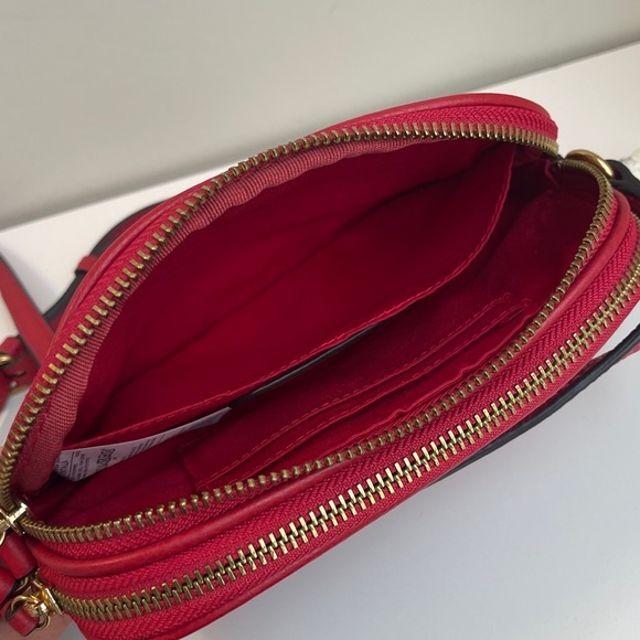 Banana Republic Red Genuine Leather Double Entry Crossbody Bag - Picture 10 of 16